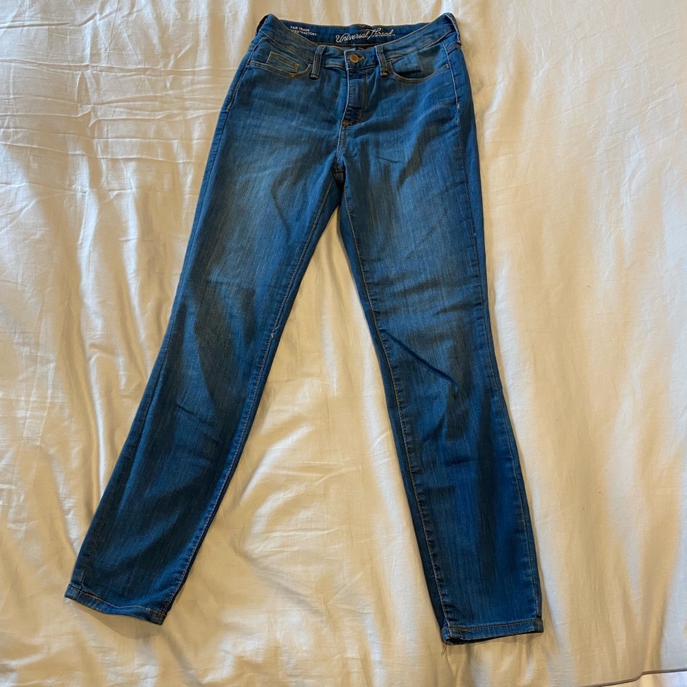 2 pairs of jeans-high rise skinny jeans-blue and gray size 0/25R. Super stretchy